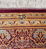 4'4" x 6'6"   Silk Persian Qom Rug Angle View