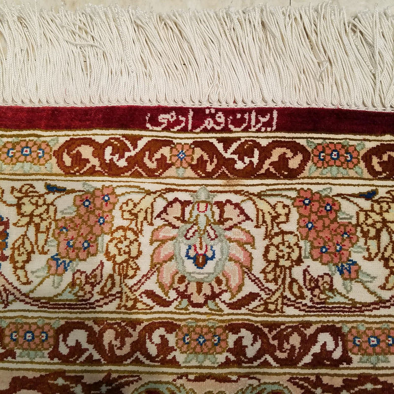 3'3" x 5'1"   Silk Persian Qom Rug Angle View