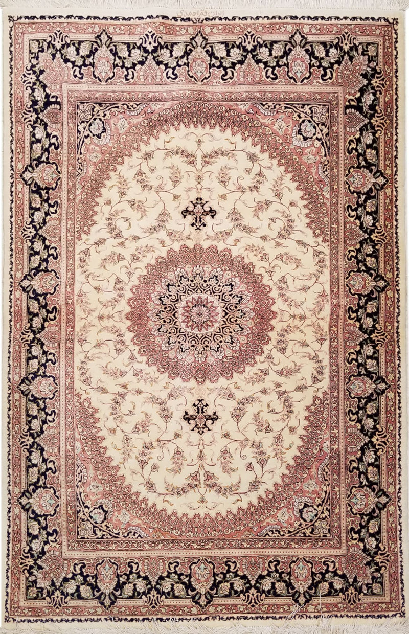 3'1" x 4'9"   Silk Persian Qom Rug Top View