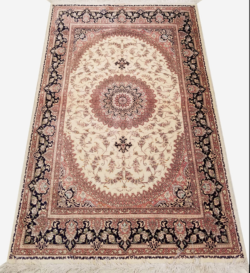 3'1" x 4'9"   Silk Persian Qom Rug Angle View
