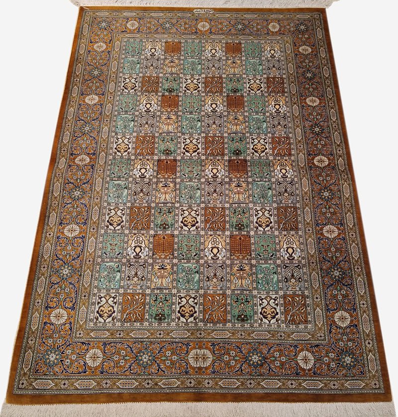 3'3" x 4'8"   Silk Persian Qom Rug Angle View