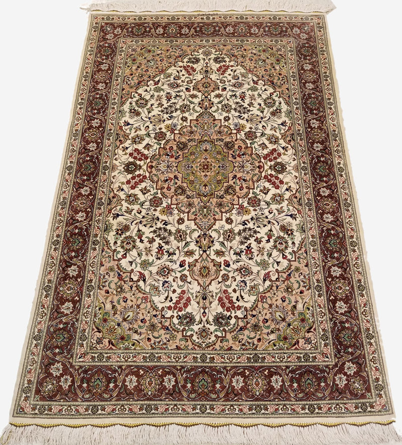 3'2" x 4'10"   Silk Persian Qom Rug Angle View