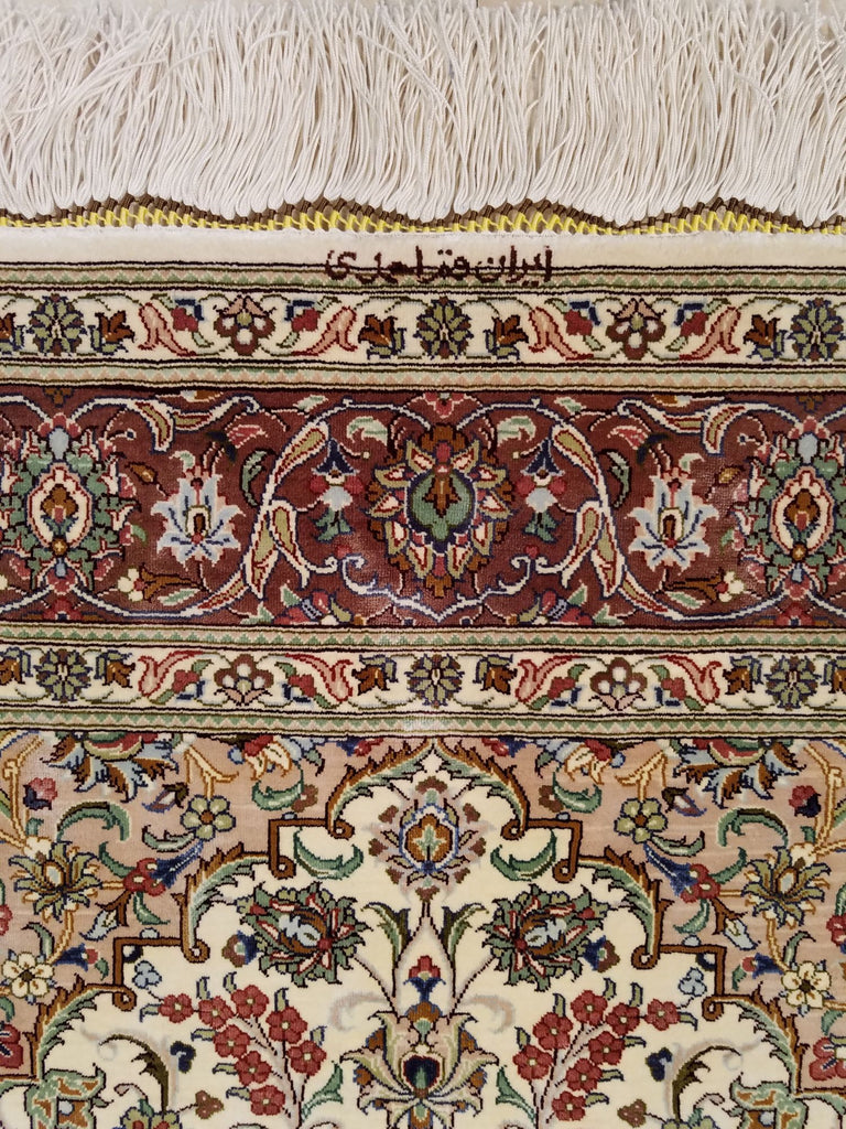 3'2" x 4'10"   Silk Persian Qom Rug Angle View