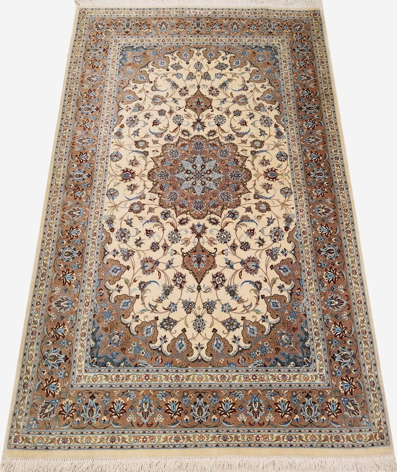 3'4" x 5'3"   Silk Persian Qom Rug Angle View