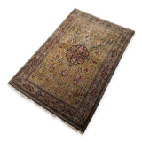 3'4" x 5'3"   Silk Persian Qom Rug Angle View