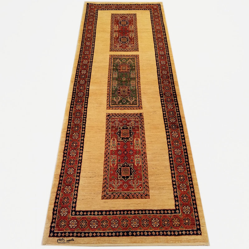 2'11" x 8'4"   Persian Kashkuli Runner Rug Angle View