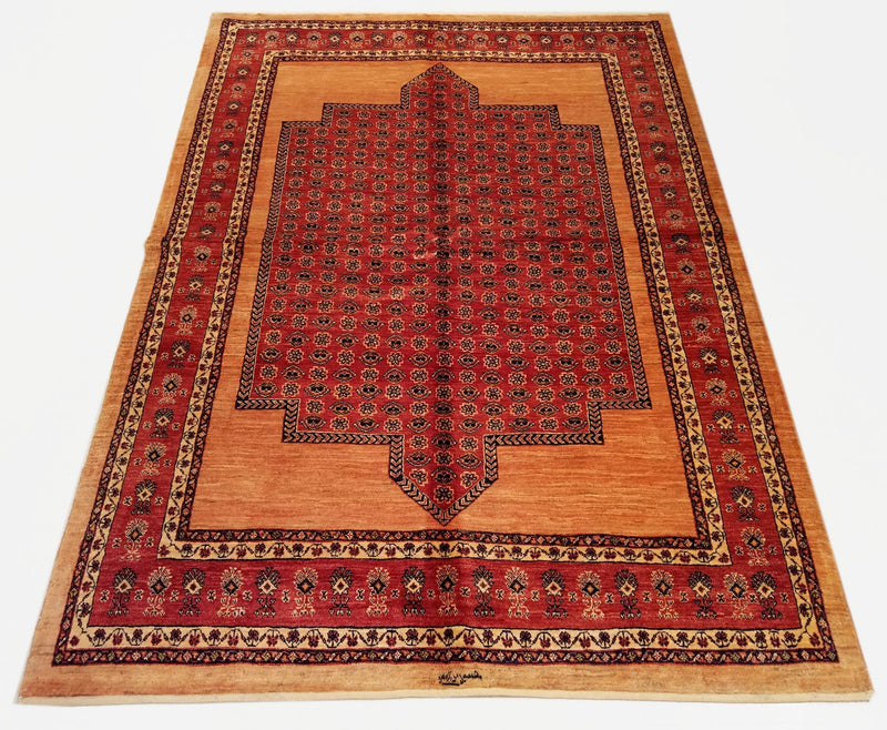 5'1" x 7'0"   Persian Kashkuli Rug Top View