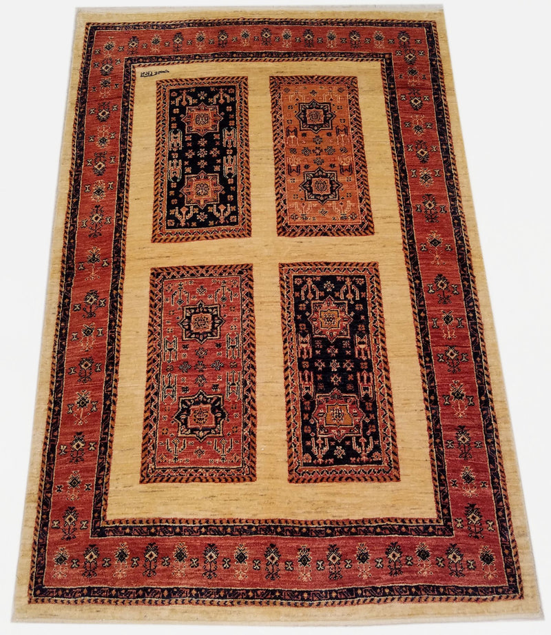 3'7" x 5'4"   Persian Kashkuli Rug Angle View
