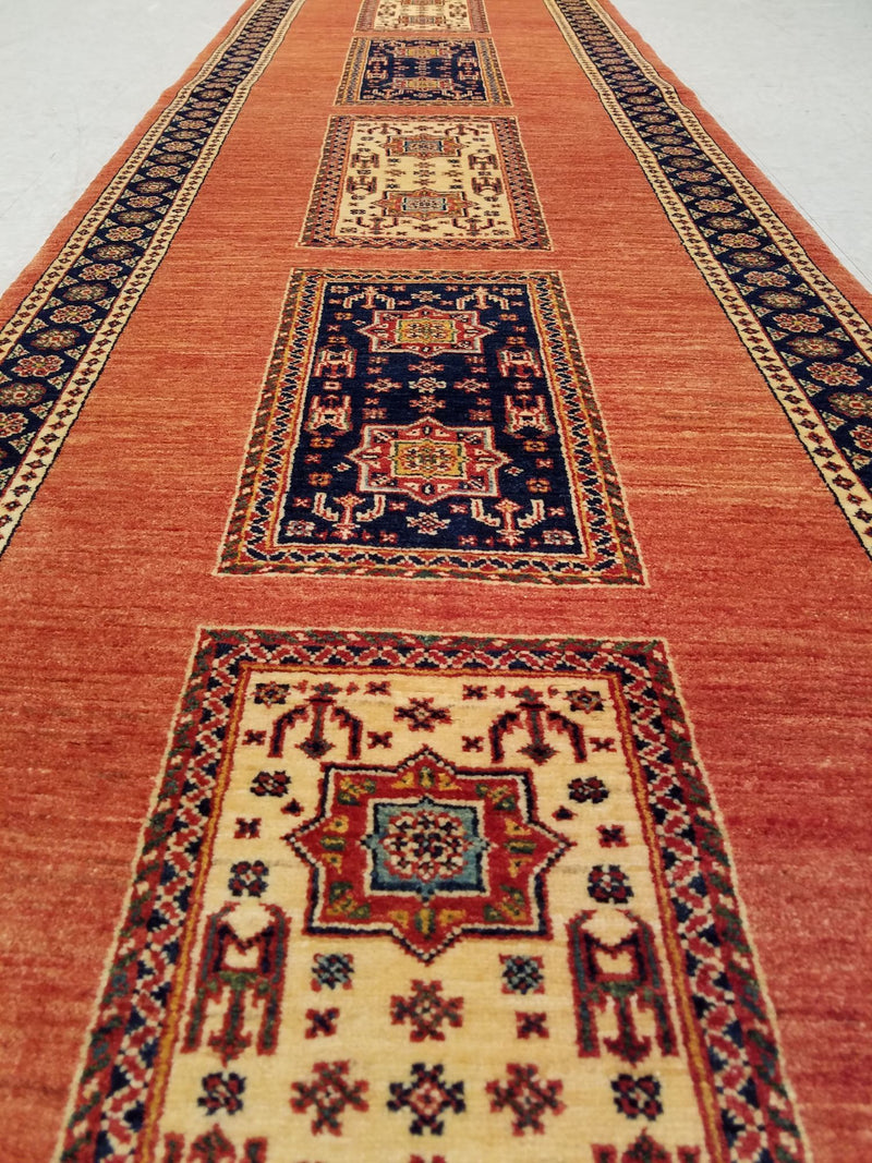 2'8" x 9'8"   Persian Kashkuli Runner Rug Angle View