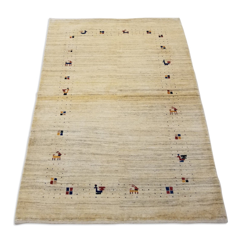 4'1" x 5'8"   Persian Gabbeh Rug Angle View