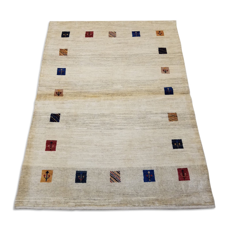 4'1" x 5'5"   Persian Gabbeh Rug Angle View