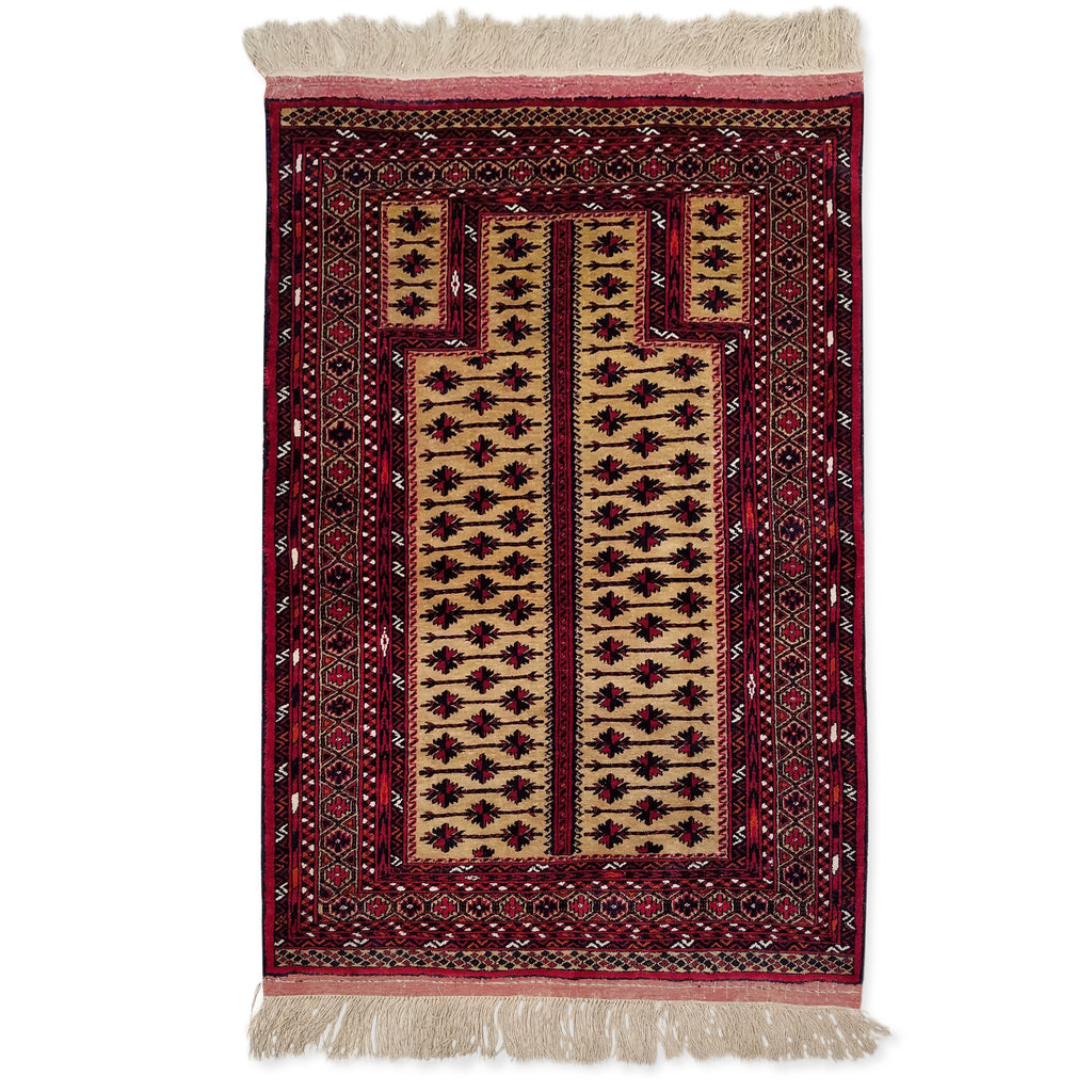 3'0" x 4'7"   Silk Persian Turkman Prayer design Rug Top View