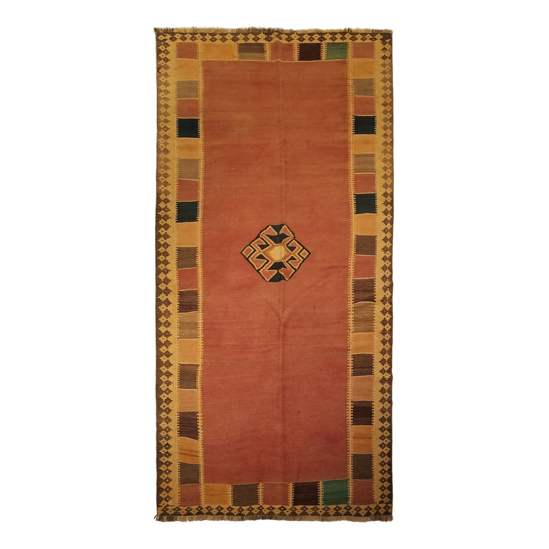 4'8" x 9'6"   Persian Vintage Qashqai Kilim Rug Top View