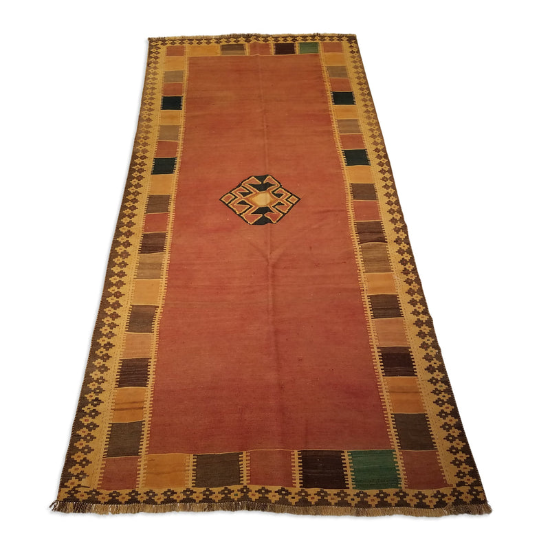 4'8" x 9'6"   Persian Vintage Qashqai Kilim Rug Angle View