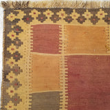 4'8" x 9'6"   Persian Vintage Qashqai Kilim Rug Angle View