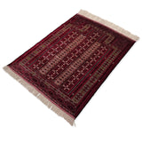 3'7" x 4'8"   Silk Persian Turkman Prayer design Rug Angle View