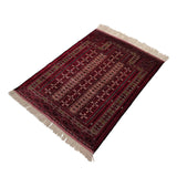 3'7" x 4'8"   Silk Persian Turkman Prayer design Rug Angle View