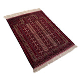 3'7" x 4'8"   Silk Persian Turkman Prayer design Rug Angle View