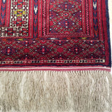 3'7" x 4'8"   Silk Persian Turkman Prayer design Rug Angle View