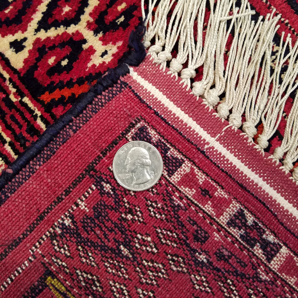 3'7" x 4'8"   Silk Persian Turkman Prayer design Rug Back View