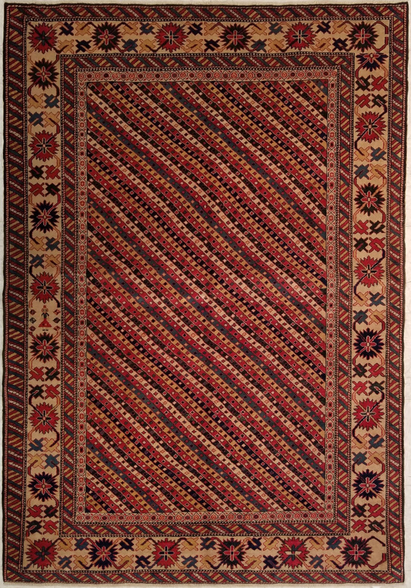 4'8" x 6'8"   Turkish Shirvan Rug Top View