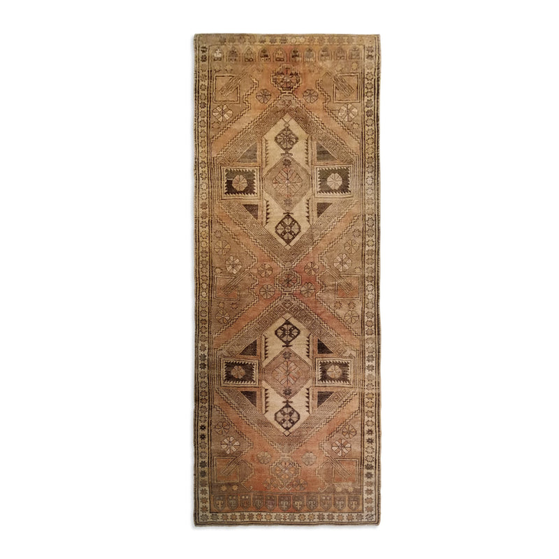 4'8" x 12'4"   Antique Turkish Karapinar Runner Rug Top View