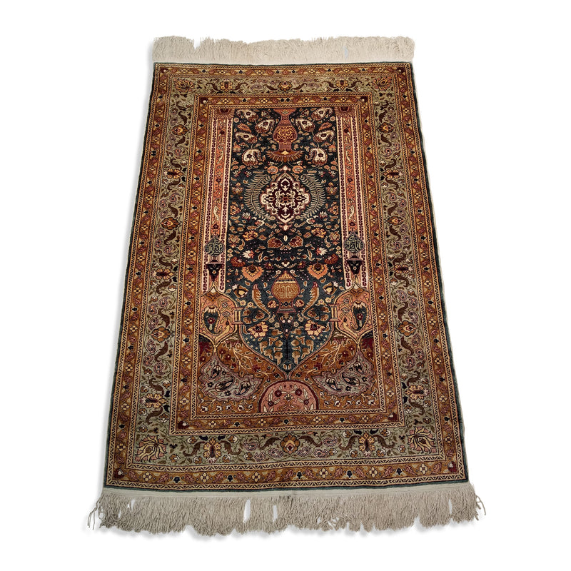 3'1" x 4'8"   Silk Turkish Kayseri Rug Angle View