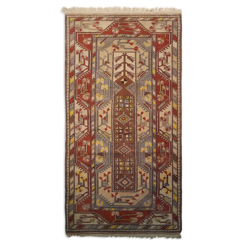 3'8" x 6'10"   Turkish Milas Rug Top View