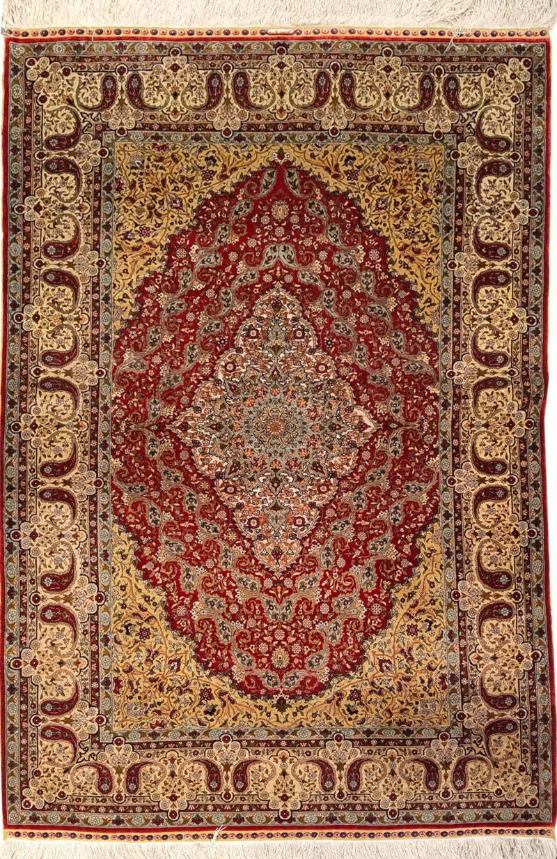3'11" x 6'0"   Silk Turkish Hereke Rug Top View