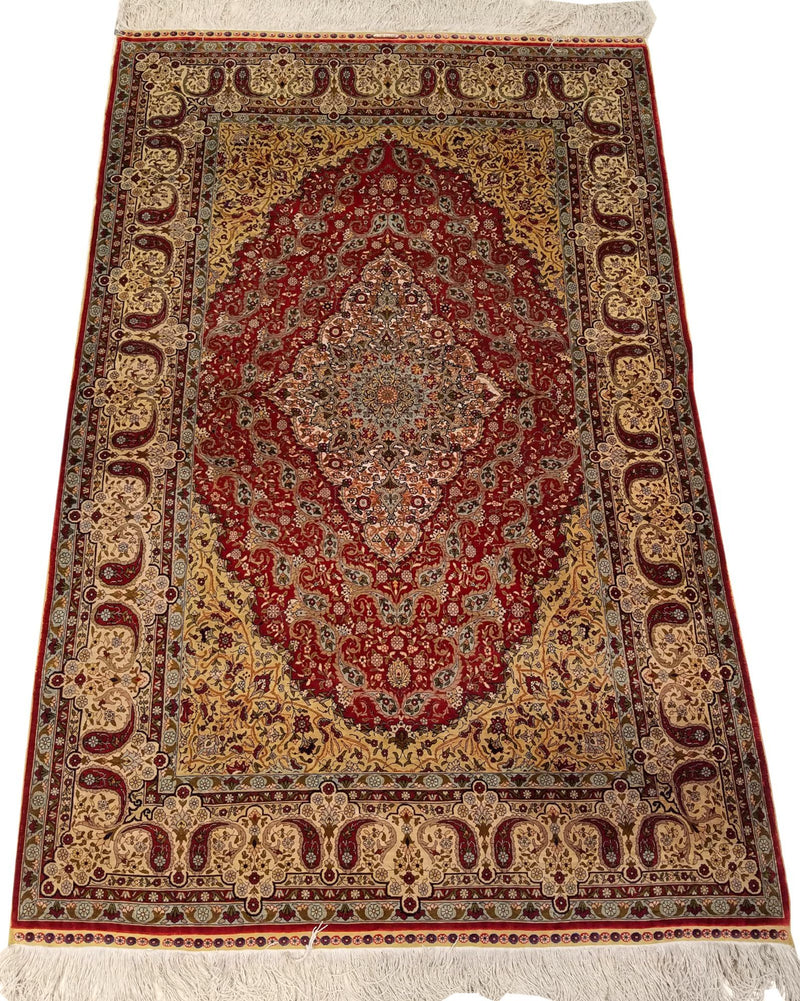 3'11" x 6'0"   Silk Turkish Hereke Rug Angle View