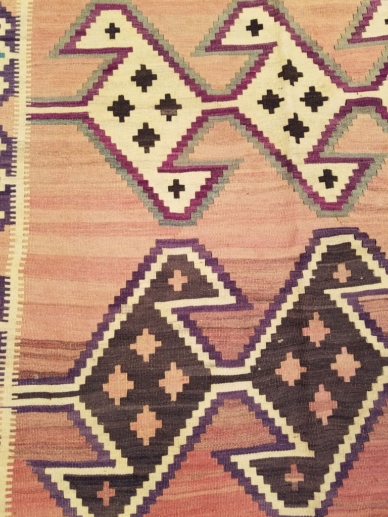 5'2" x 8'0"   Persian Vintage Qashqai Kilim Rug Angle View