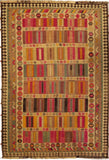 5'2" x 7'7"   Persian Vintage Qashqai Kilim Rug Top View
