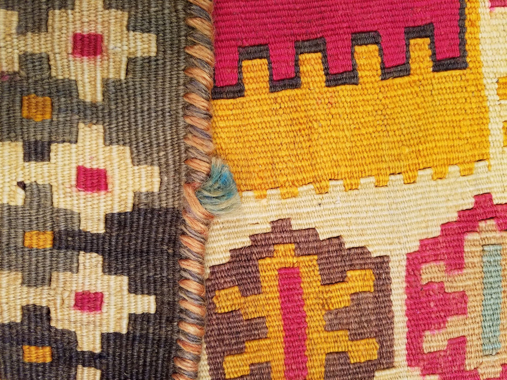 5'2" x 7'7"   Persian Vintage Qashqai Kilim Rug Angle View