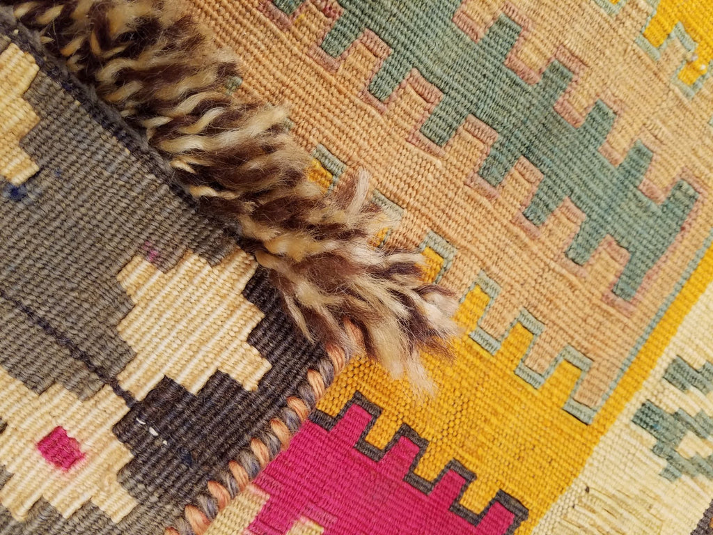 5'2" x 7'7"   Persian Vintage Qashqai Kilim Rug Angle View