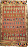 5'0" x 8'4"   Persian Vintage Qashqai Kilim Rug Top View