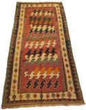 4'1" x 7'8"   Persian Vintage Qashqai Kilim Rug Angle View