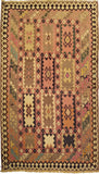 4'6" x 7'11"   Persian Vintage Qashqai Kilim Rug Top View