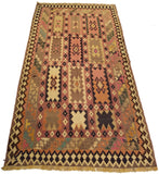 4'6" x 7'11"   Persian Vintage Qashqai Kilim Rug Angle View