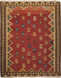 4'11" x 6'4"   Persian Vintage Qashqai Kilim Rug Top View