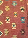 4'11" x 6'4"   Persian Vintage Qashqai Kilim Rug Angle View