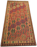 4'5" x 8'6"   Persian Vintage Qashqai Kilim Rug Angle View