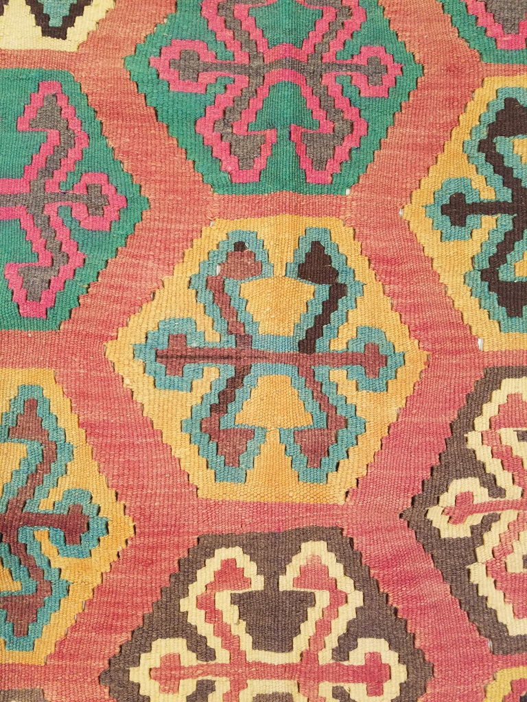 4'5" x 8'6"   Persian Vintage Qashqai Kilim Rug Angle View