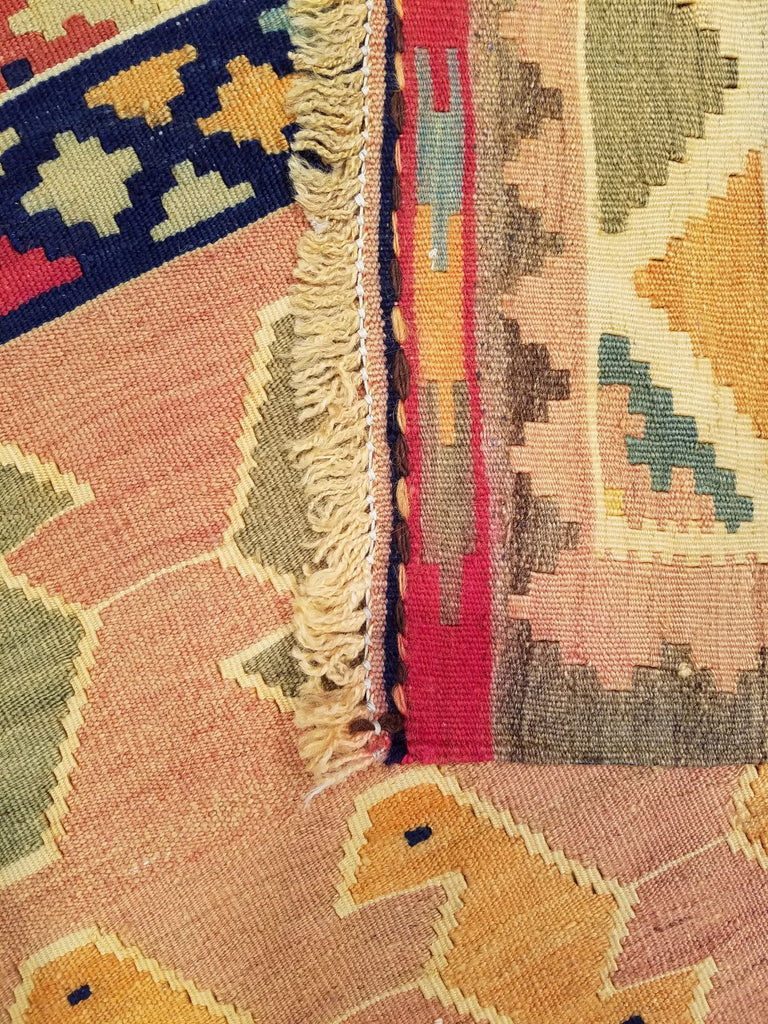 5'3" x 8'1"   Persian Vintage Qashqai Kilim Rug Back View