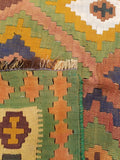 4'9" x 8'5"   Persian Vintage Qashqai Kilim Rug Back View