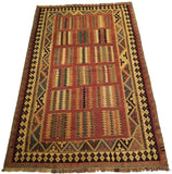 5'2" x 8'0"   Persian Vintage Qashqai Kilim Rug Angle View