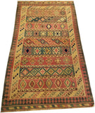 4'11" x 8'4"   Persian Vintage Qashqai Kilim Rug Angle View
