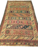 4'11" x 8'4"   Persian Vintage Qashqai Kilim Rug Angle View