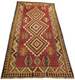 5'1" x 8'9"   Persian Vintage Qashqai Kilim Rug Angle View