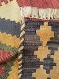 5'1" x 8'9"   Persian Vintage Qashqai Kilim Rug Back View