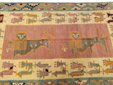 4'6" x 7'11"   Persian Vintage Qashqai Kilim Rug Angle View